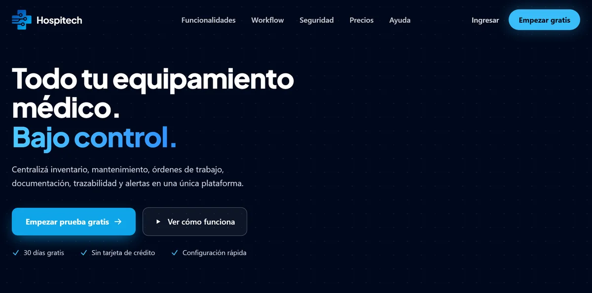Portada del sitio de Hospitech